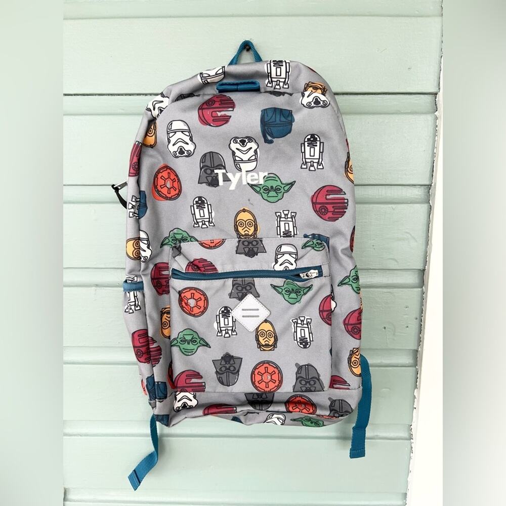 Hanna Andersson Star Wars backpack grey C-3PO toad darth Vader kids school bag